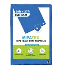 Mipatex Tarpaulin / Tirpal 36 Feet x 27 Feet 150 GSM (Blue)